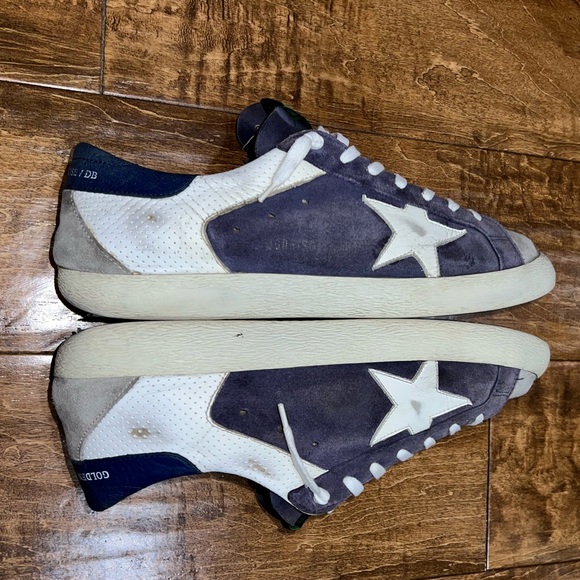 Well Loved Men’s Golden Goose Blue/White Distressed Sneakers size 10.5 / 11 (44) - Picture 6 of 9